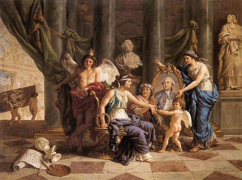 Louis Jean Francois Lagrenee Allegory on the Installation of the Museum in the Grande Galerie of the Louvre Spain oil painting art